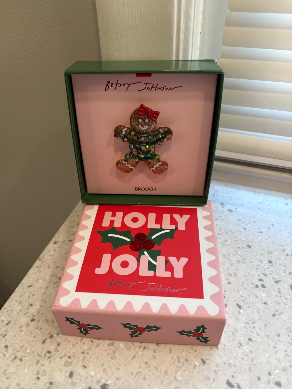 New in box Betsey Johnson Jingle Bell Bling Gingerbread Girl Brooch Pin